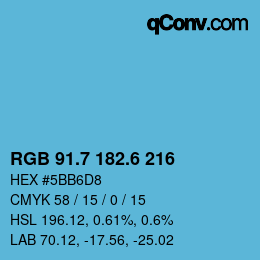 カラーコード: RGB 91.7 182.6 216 | qconv.com