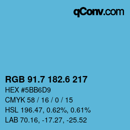 カラーコード: RGB 91.7 182.6 217 | qconv.com