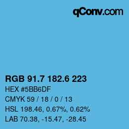 カラーコード: RGB 91.7 182.6 223 | qconv.com