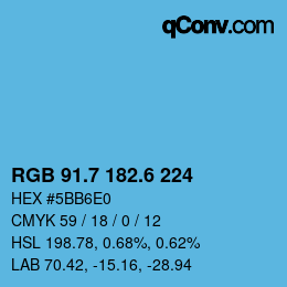 カラーコード: RGB 91.7 182.6 224 | qconv.com