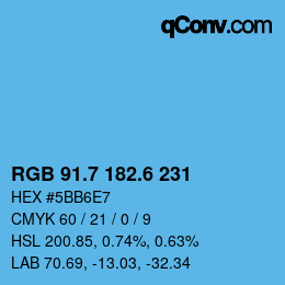カラーコード: RGB 91.7 182.6 231 | qconv.com