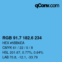 カラーコード: RGB 91.7 182.6 234 | qconv.com