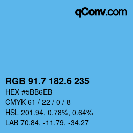 カラーコード: RGB 91.7 182.6 235 | qconv.com