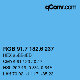 カラーコード: RGB 91.7 182.6 237 | qconv.com