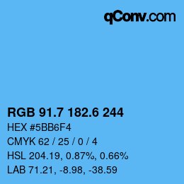カラーコード: RGB 91.7 182.6 244 | qconv.com