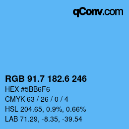 カラーコード: RGB 91.7 182.6 246 | qconv.com
