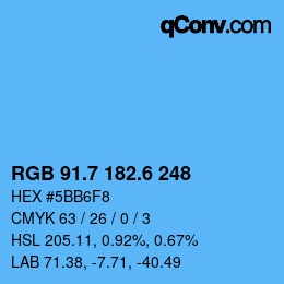カラーコード: RGB 91.7 182.6 248 | qconv.com