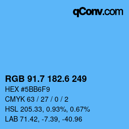 カラーコード: RGB 91.7 182.6 249 | qconv.com