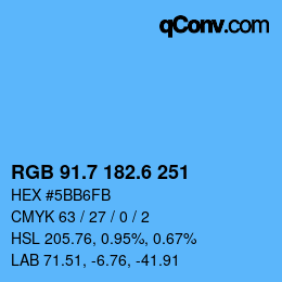 カラーコード: RGB 91.7 182.6 251 | qconv.com