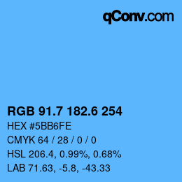 カラーコード: RGB 91.7 182.6 254 | qconv.com