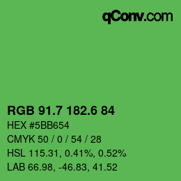 カラーコード: RGB 91.7 182.6 84 | qconv.com
