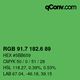 カラーコード: RGB 91.7 182.6 89 | qconv.com
