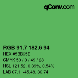 カラーコード: RGB 91.7 182.6 94 | qconv.com