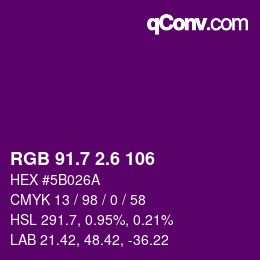 カラーコード: RGB 91.7 2.6 106 | qconv.com