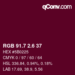カラーコード: RGB 91.7 2.6 37 | qconv.com