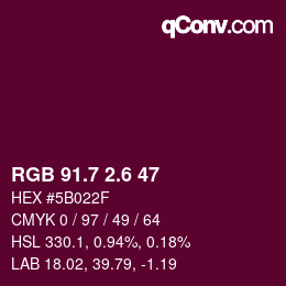 カラーコード: RGB 91.7 2.6 47 | qconv.com