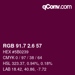 カラーコード: RGB 91.7 2.6 57 | qconv.com