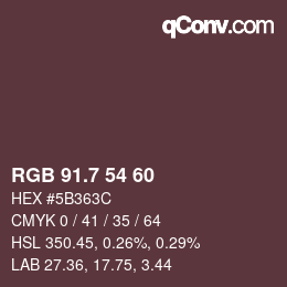 カラーコード: RGB 91.7 54 60 | qconv.com