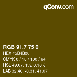 カラーコード: RGB 91.7 75 0 | qconv.com