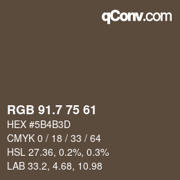 カラーコード: RGB 91.7 75 61 | qconv.com