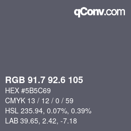 カラーコード: RGB 91.7 92.6 105 | qconv.com
