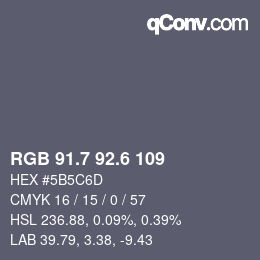 カラーコード: RGB 91.7 92.6 109 | qconv.com