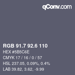 カラーコード: RGB 91.7 92.6 110 | qconv.com