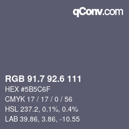 カラーコード: RGB 91.7 92.6 111 | qconv.com