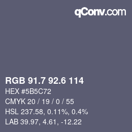 カラーコード: RGB 91.7 92.6 114 | qconv.com
