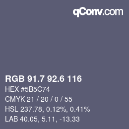 カラーコード: RGB 91.7 92.6 116 | qconv.com