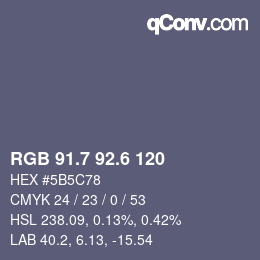 カラーコード: RGB 91.7 92.6 120 | qconv.com