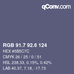 カラーコード: RGB 91.7 92.6 124 | qconv.com