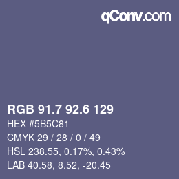カラーコード: RGB 91.7 92.6 129 | qconv.com