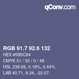 カラーコード: RGB 91.7 92.6 132 | qconv.com