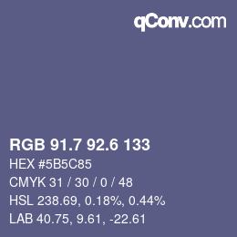 カラーコード: RGB 91.7 92.6 133 | qconv.com