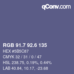 カラーコード: RGB 91.7 92.6 135 | qconv.com