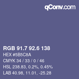 カラーコード: RGB 91.7 92.6 138 | qconv.com