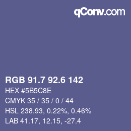 カラーコード: RGB 91.7 92.6 142 | qconv.com
