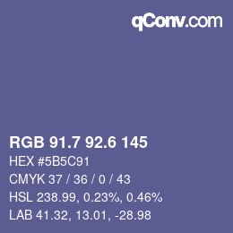 カラーコード: RGB 91.7 92.6 145 | qconv.com