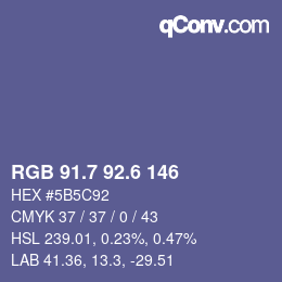 カラーコード: RGB 91.7 92.6 146 | qconv.com