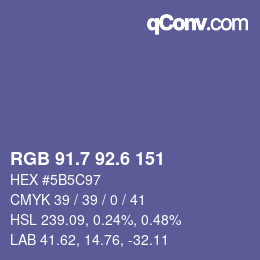 カラーコード: RGB 91.7 92.6 151 | qconv.com