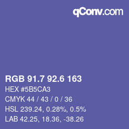 カラーコード: RGB 91.7 92.6 163 | qconv.com