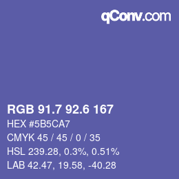 カラーコード: RGB 91.7 92.6 167 | qconv.com