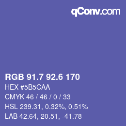 カラーコード: RGB 91.7 92.6 170 | qconv.com