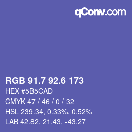 カラーコード: RGB 91.7 92.6 173 | qconv.com