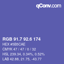 カラーコード: RGB 91.7 92.6 174 | qconv.com