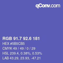 カラーコード: RGB 91.7 92.6 181 | qconv.com