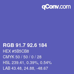 カラーコード: RGB 91.7 92.6 184 | qconv.com