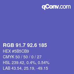 カラーコード: RGB 91.7 92.6 185 | qconv.com