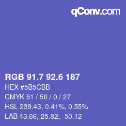 カラーコード: RGB 91.7 92.6 187 | qconv.com